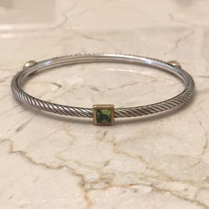 David Yurman Three-Stone Peridot Cable Bracelet